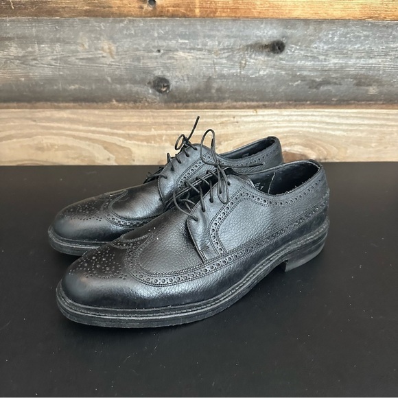 Sears Vintage Easy Flex Mens Brogue Wingtip Shoes Black Made In USA Size‎ 9.5 D main image 4